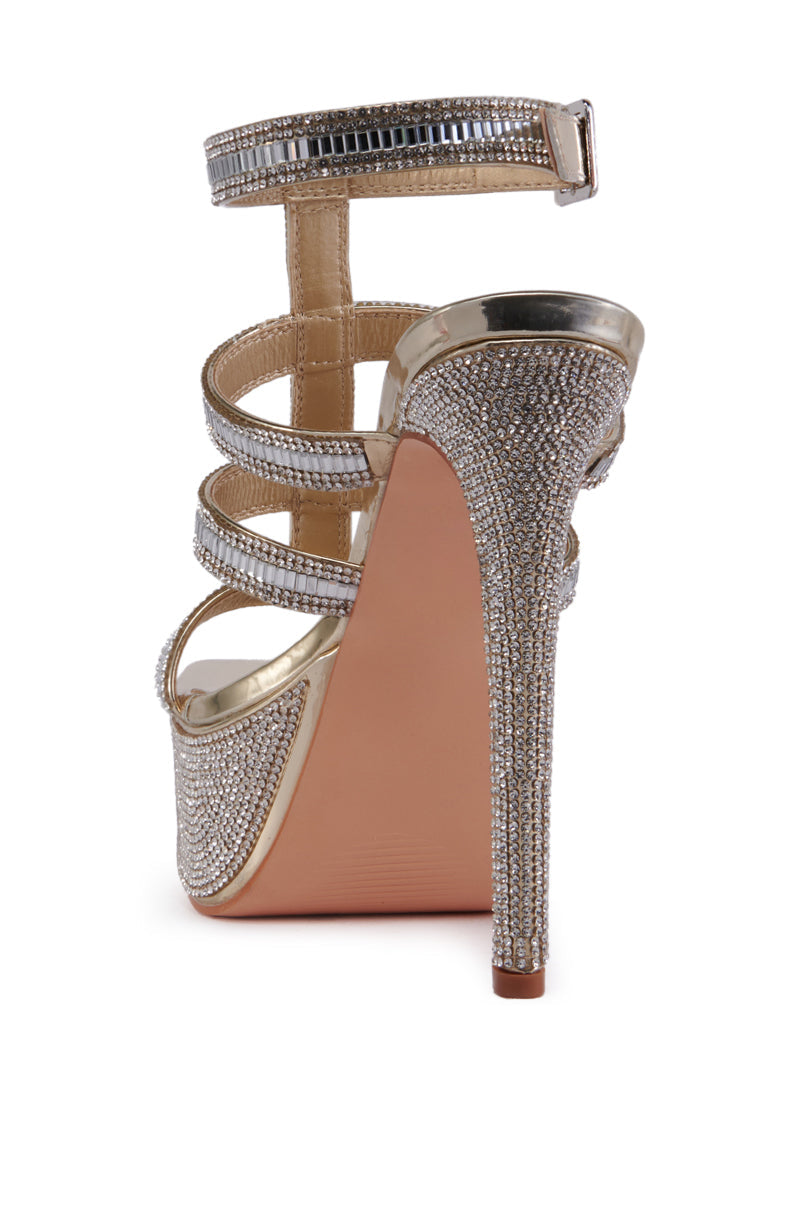 AZALEA WANG ROANOKE GOLD RHINESTONE HEEL