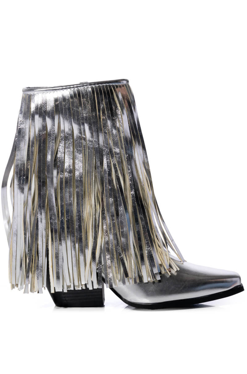 AZALEA WANG SCARLETT METALLIC CHUNKY BOOTIE IN SILVER