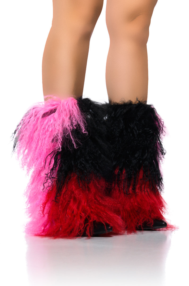 AZALEA WANG SHOOP MOHAIR FUR BOOTIE IN MULTI
