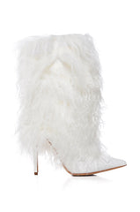 AZALEA WANG MOHAIR FUR BOOT IN WHITE