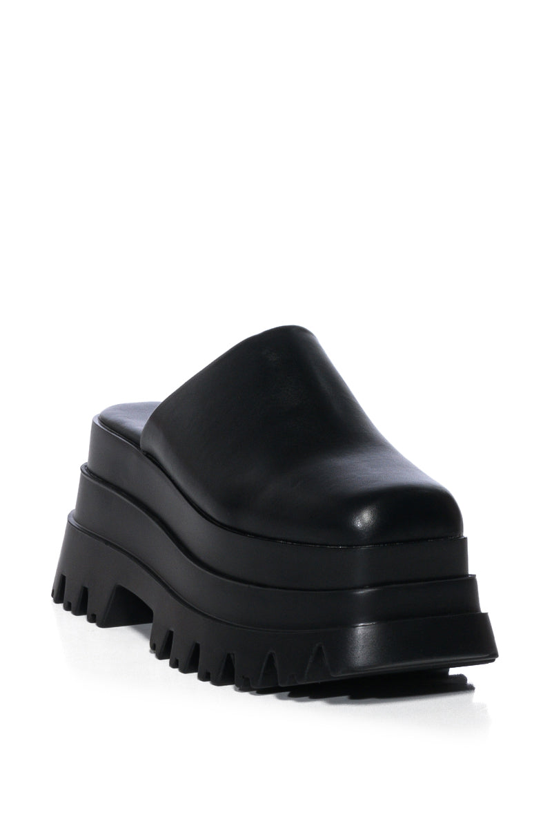 AZALEA WANG BARRON PU FLATFORM MULE IN BLACK