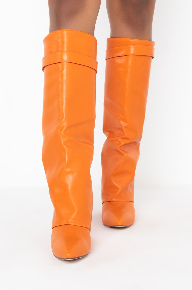 AZALEA WANG STUCK ON YOU WEDGE BOOT IN ORANGE