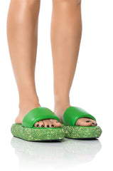 AZALEA WANG SWITZERLAND EMBELLISHED FLATFORM FLAT IN GREEN