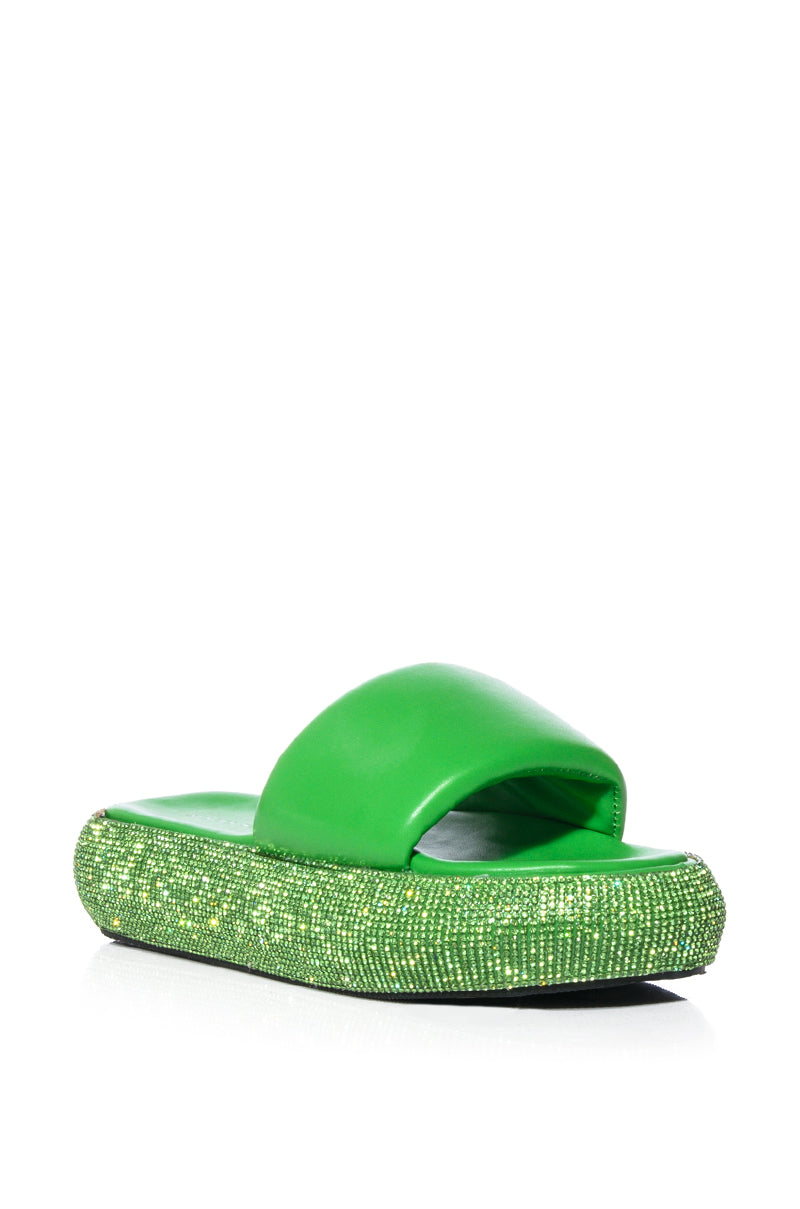 AZALEA WANG SWITZERLAND EMBELLISHED FLATFORM FLAT IN GREEN