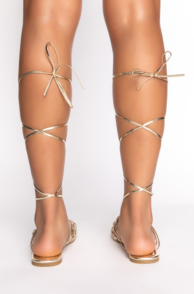 AZALEA WANG TAKE ME ON A VACATION FLAT SANDAL IN GOLD