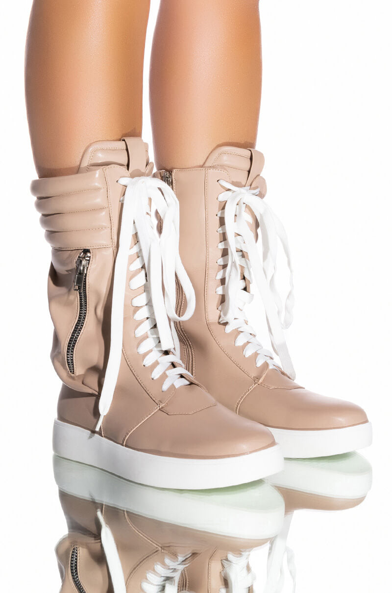 AZALEA WANG TONY MID CALF SNEAKER IN BONE