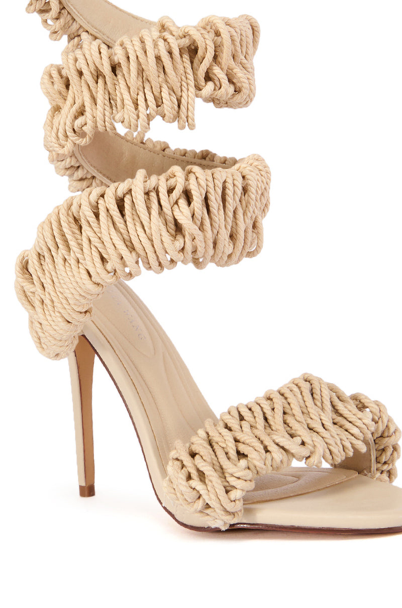 AZALEA WANG VINES ROPE DECOR WRAP UP SANDAL IN NUDE