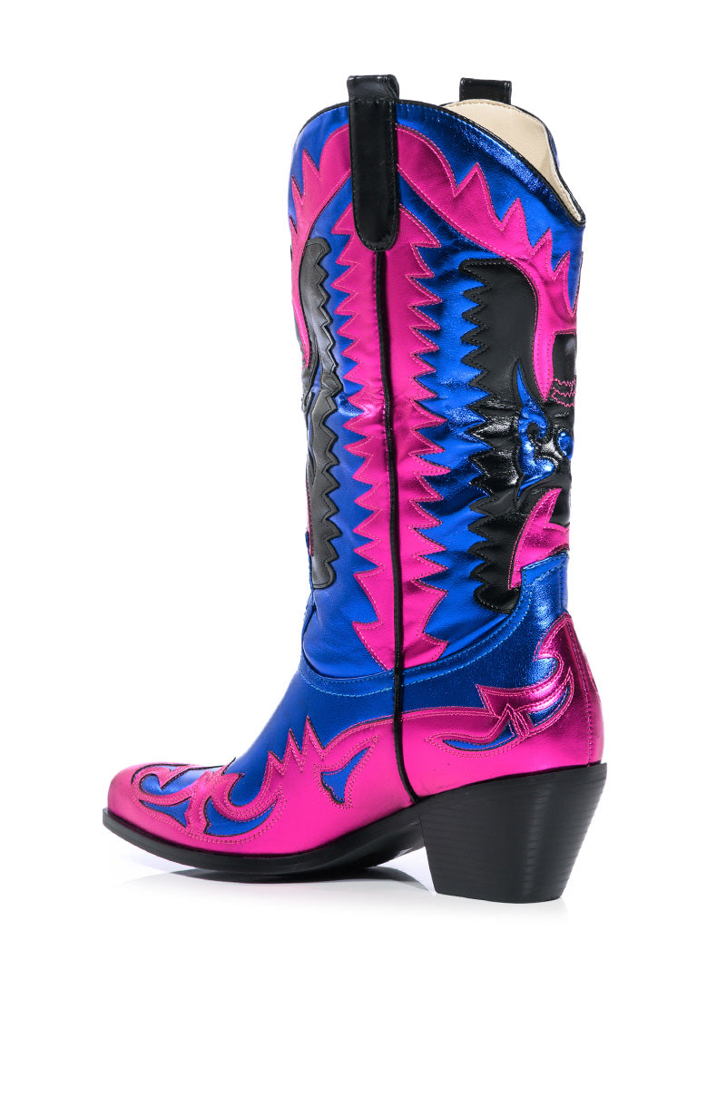 AZALEA WANG WAY METALLIC BOOT IN BLUE