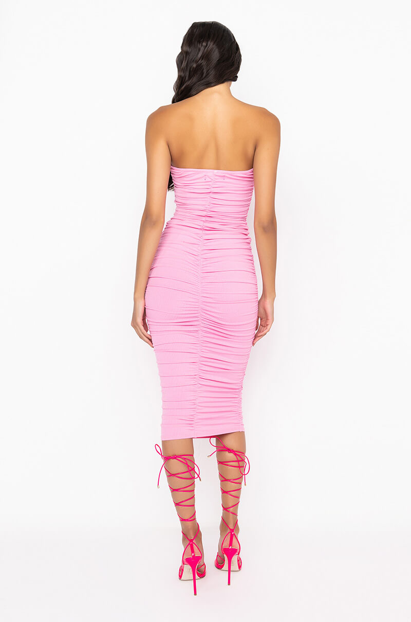CAN'T GET ENOUGH EXTRA RUCHED MIDI DRESS