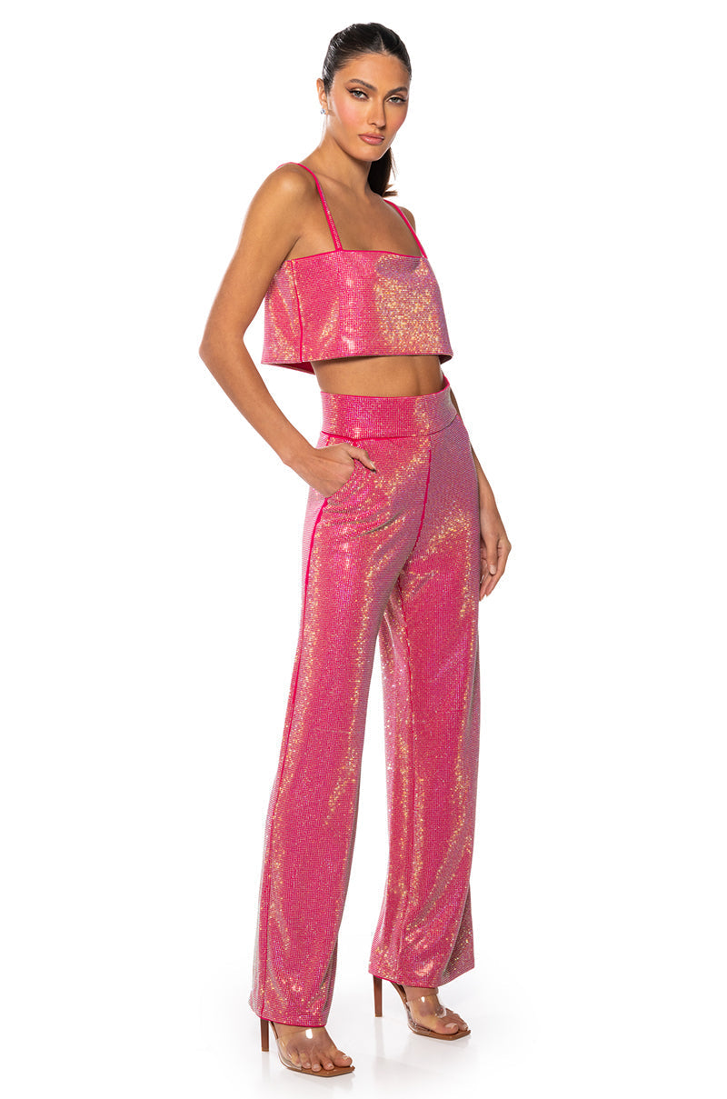 CENTER OF ATTENTION RHINESTONE TOP IN PINK