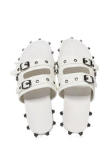 COMBOO EMBELLISHED FLAT SANDAL WHITE