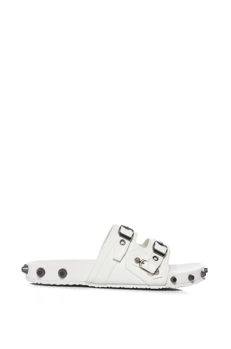 COMBOO EMBELLISHED FLAT SANDAL WHITE