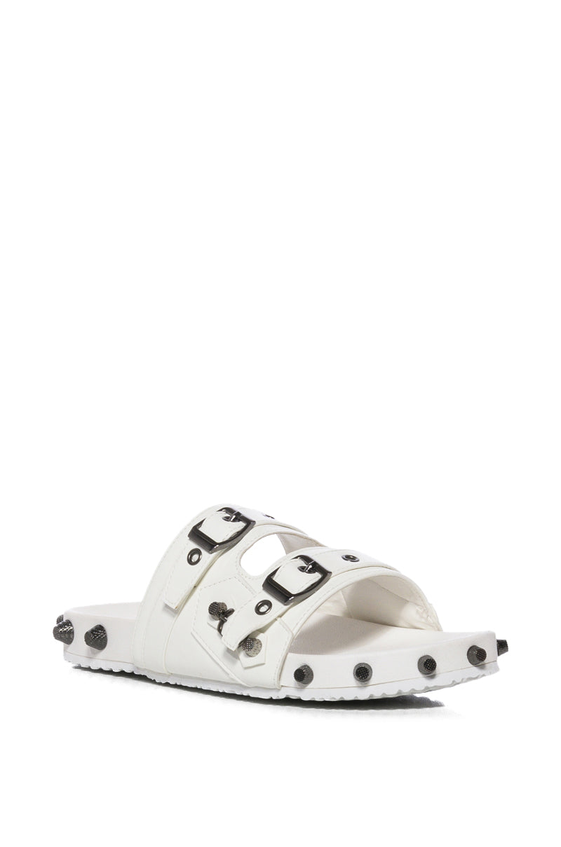 COMBOO EMBELLISHED FLAT SANDAL WHITE