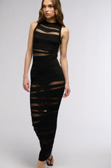 CUT IT OUT SLEEVELESS KNIT MAXI DRESS IN BLACK