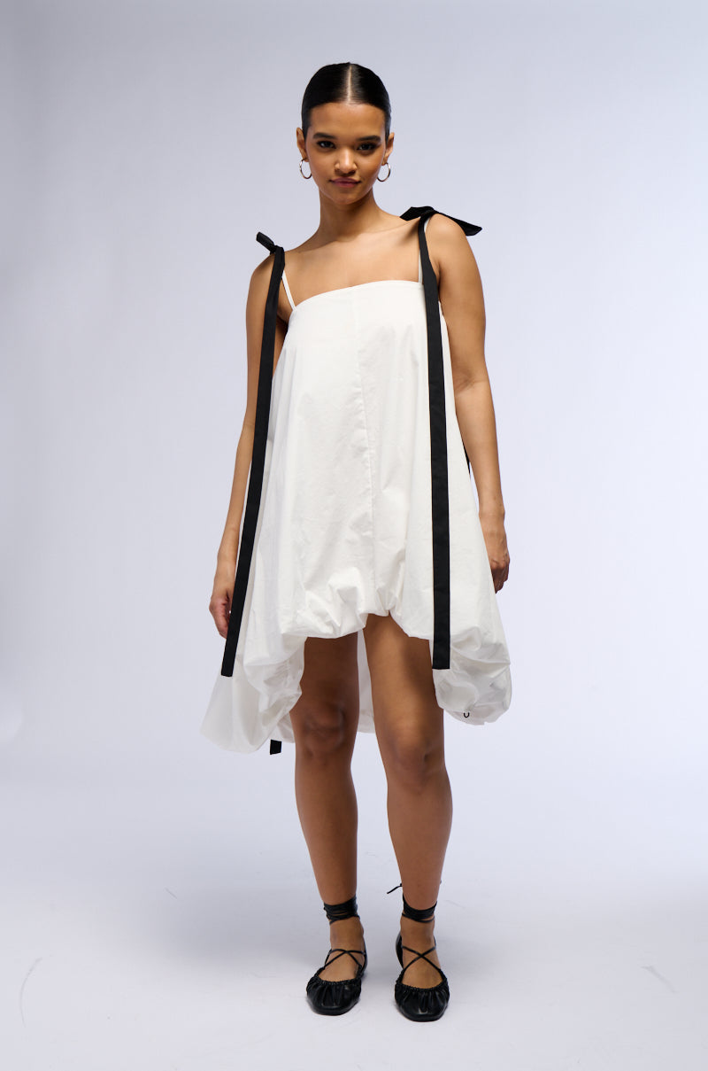 CUTIE GIRL POPLIN MINI DRESS WITH BOW DETAILS