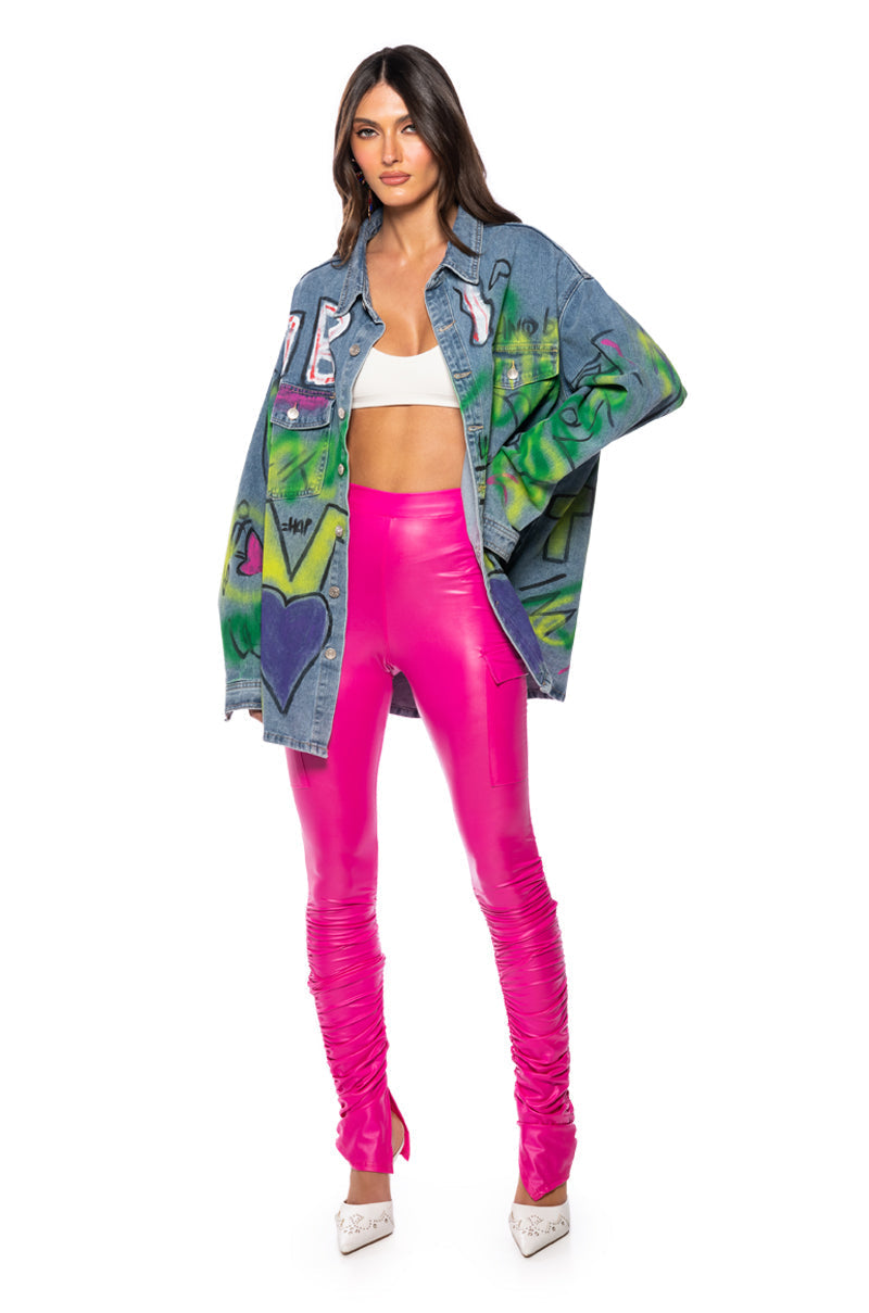 DIAMOND 2-POCKET PU RUCHED PANT