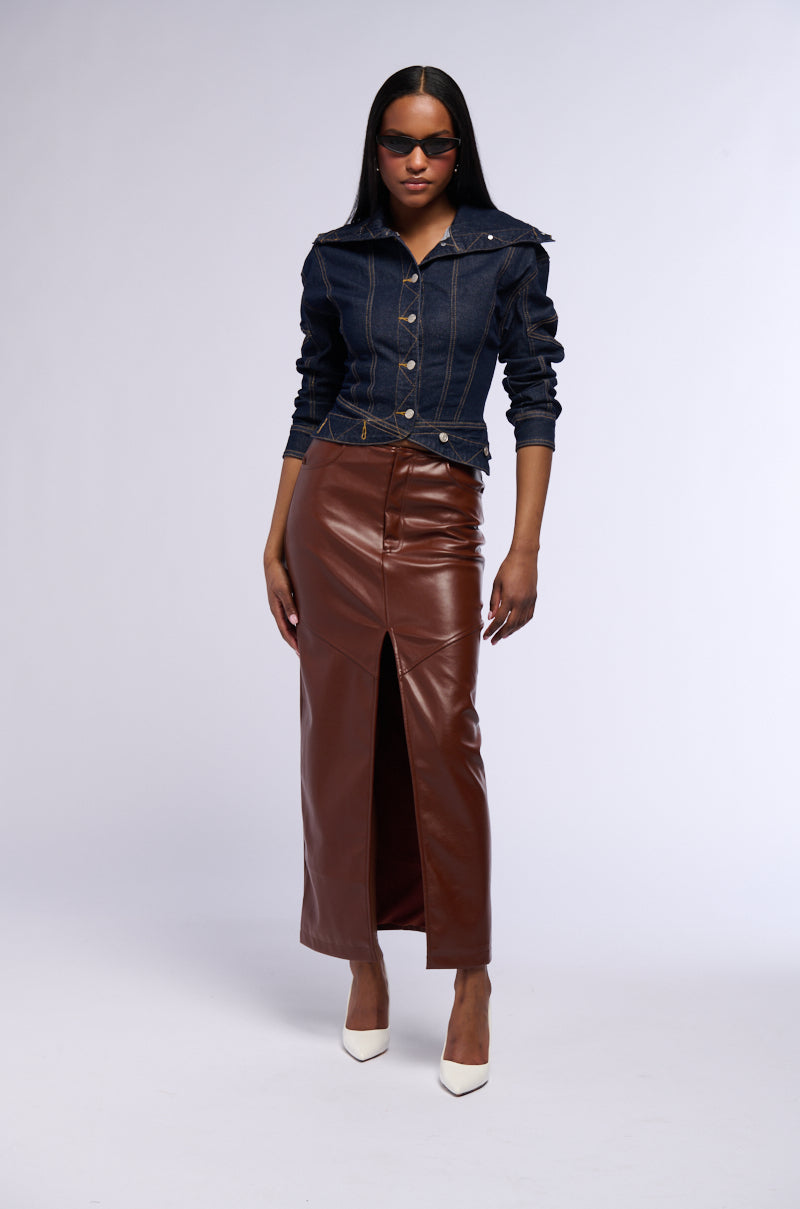 EARNED IT FAUX LEATHER MAXI SKIRT