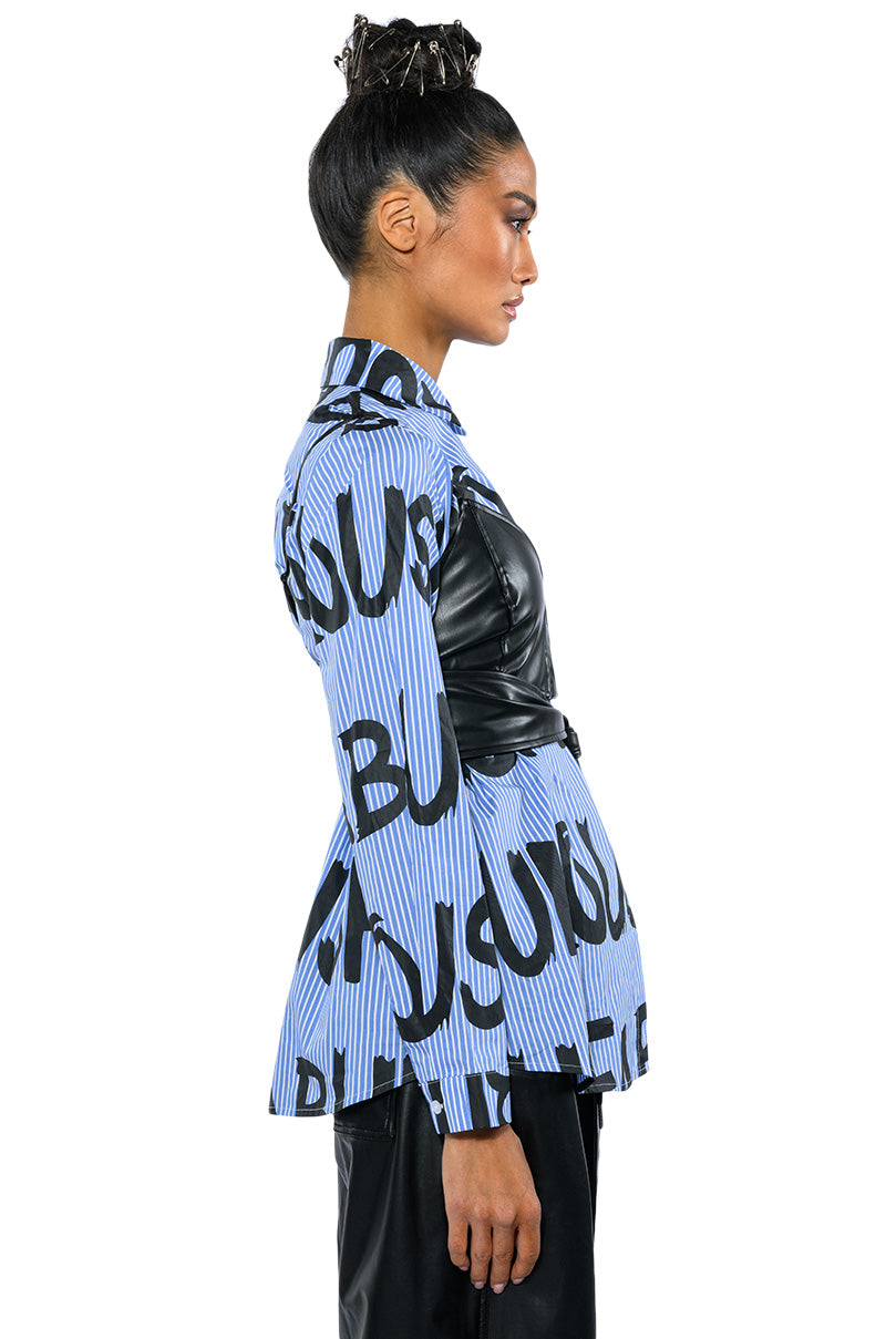 EFFORTLESSLY FAB BRA DETAIL LAYERED BUTTON DOWN BLOUSE