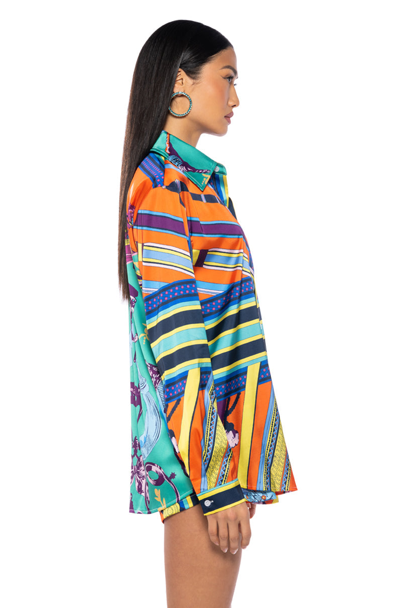 EMMINA SATIN PRINTED BUTTON DOWN