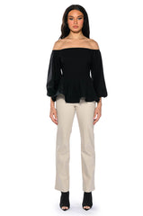 EVELYN OFF THE SHOULDER POPLIN BLOUSE