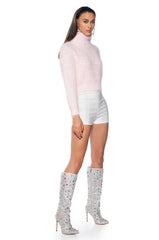 FEELING FREE FUZZY CROP TURTLENECK SWEATER
