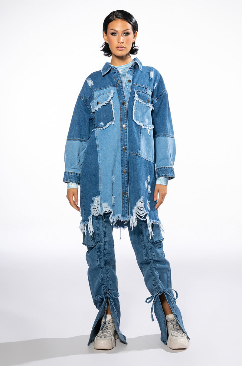 FEELING GOOD DENIM MINI DRESS