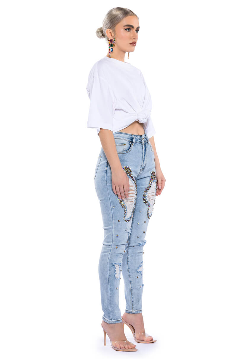 GLAMOUR RHINESTONE SKINNY JEANS