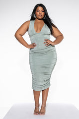 PLUS CLASS ACT SLINKY MIDI DRESS
