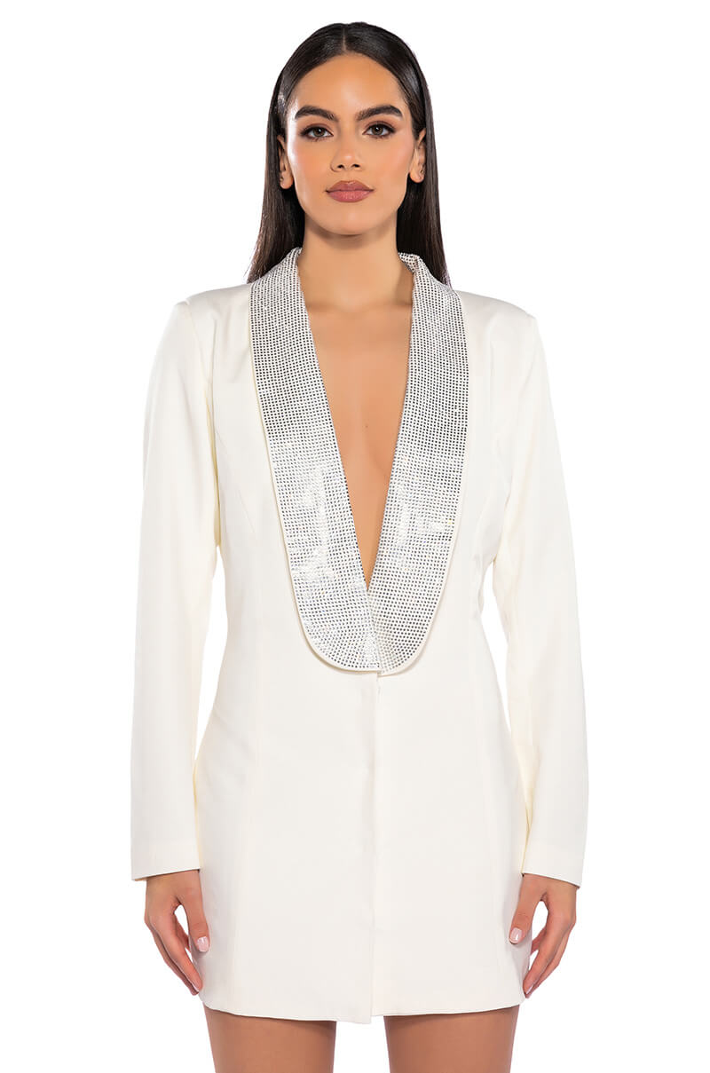 PRETTIEST PROBLEM DEEP V BLAZER MINI DRESS