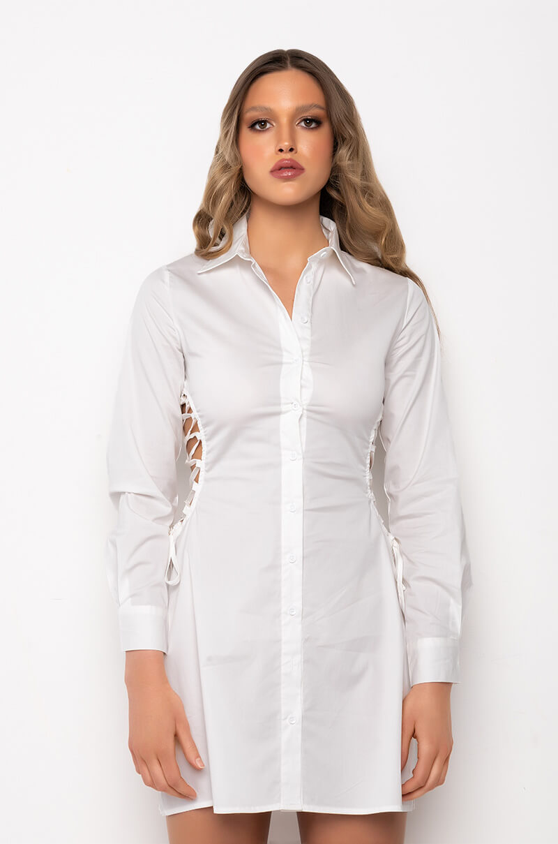 CASSIE BUTTON UP MINI DRESS